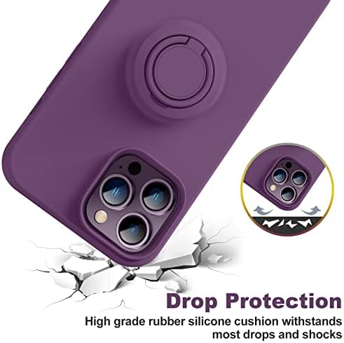 Калъф Thomo за iPhone 14 Pro Max [Поставка с течен силиконов пръстен-притежател] [Подплата от микрофибър, със защита от надраскване], в пълен размер, Защитен калъф-броня за iPhone