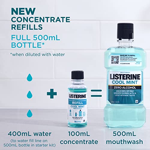 Множество опаковка Концентрат за уста Listerine с нула съдържание на алкохол, Cool Mint, 3 х 100 мл