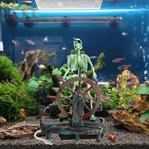 BATRC SYXYSM Пиратски капитан аквариум за декорация на Ландшафта Колелото Фигурка аквариум Статуя на водолея украса (Размер: