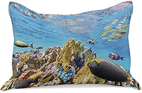 Калъфка за възглавница от Вязаного юрган с ефект на Лунния океан, на Тема Екзотични Тропически Коралови Рифове, Риби-Медузи, Подводни обитатели на Дивата природа, К