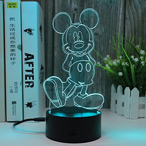 Светещи Фигурки на Мишки Мики и Мини Маус, Аниме, 3D Led нощна светлина с дистанционно управление, 16 Цвята, Смяна на