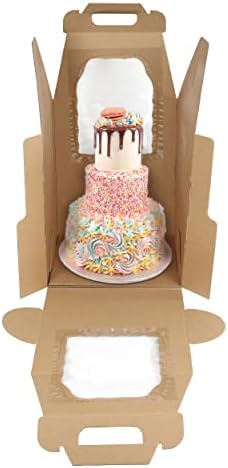 Spec101 за Еднократна употреба Поставка за торта с прозорец 10pk - Кутии за торта с височина 14 x 14 x 16 см с прозорец, Определени мулти-диференцирани Кутии за торта
