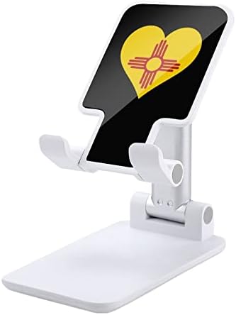 Флаг на щата Ню Мексико в формата на Сърце Забавен Сгъваем Настолен Държач За Мобилен Телефон, Преносим Регулируема Поставка
