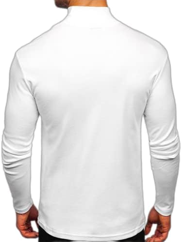 Поло Мъжка Риза с Дълъг Ръкав Slim Fit Лек Пуловер Основни Ризи Топ Оформление Turtlenecks за Мъже Памучен Майк