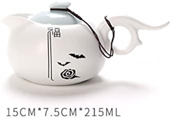 WSSBK Ретро китайски чайник с керамични стикер, мастило бял чайник, чай набор от Кунг-фу, еднократно чайник, чай комплект