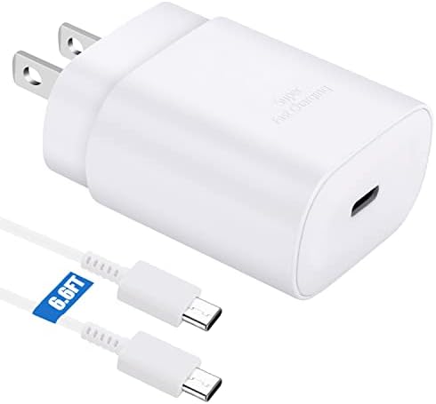 Зарядно устройство, USB C, Бързо Зареждане на Super Type C мощност от 25 W с 6,6-футовым USB кабел C-C USB за Samsung