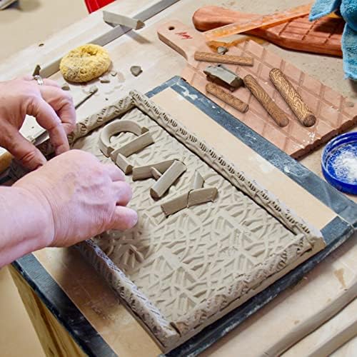 Lzttyee Набор от 10 Керамика инструменти с дървена дръжка, Комплект ролки за скулптура от глина, Кафяво (комплект