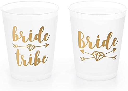 xo, Украса за моминско парти Fetti, Многократно Чаша Bride Tribe - 16 Чаши Frost Flex | Златен Подарък за Младоженци,