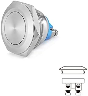 1БР IP67 25 мм миг премина с плоска глава, водоустойчив метален бутон превключвател - (Цвят: бежов, напрежение: 220 v, Размер: