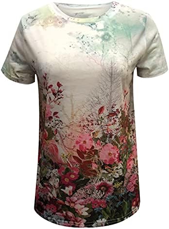 Риза-Топ за жени с кръгло деколте, Ежедневни Свободна Блуза, Дамски Спортни Ризи с Къс Ръкав, Дамски Летни Блузи