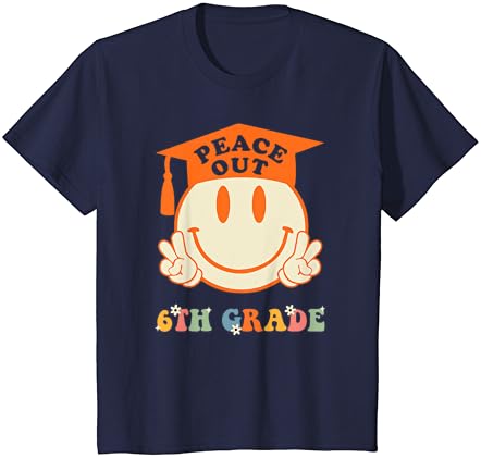 Тениска Peace Out 6-ти клас в Ретро стил С Пристъпите на Класа 2023 година