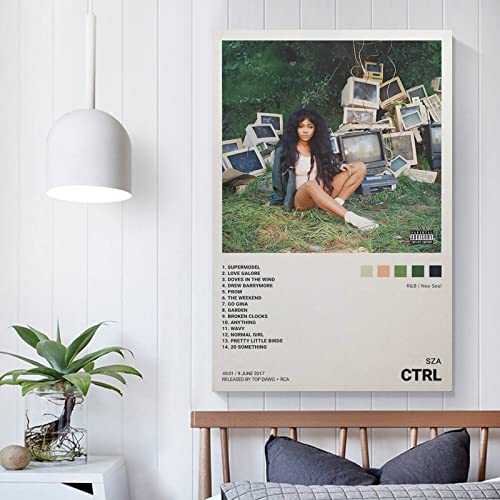 SZA - CTRL Корица на албума Платно Плакат Стенен Арт Декор Печат на Картини за Украса на Хола Спални Без Рамка 12x18 инча