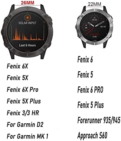 DFAMIN 22-26 мм Силикон каишка за часовник Лесно Quick Fit Лента за Garmin Fenix 7 7X/3HR/Fenix 5X/Fenix 5X Plus/S60/D2/MK1/Fenix