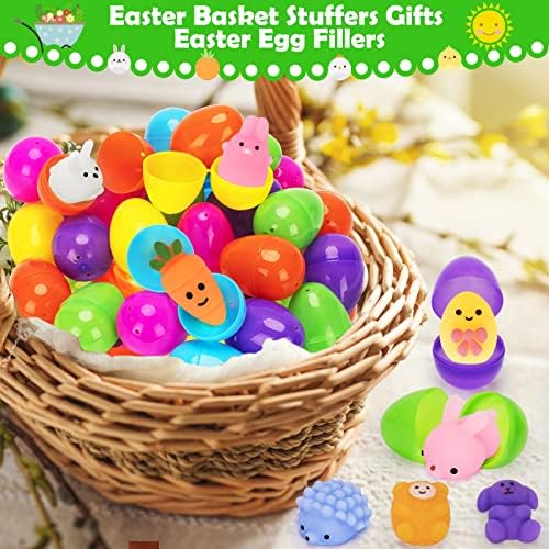 BainGesk 30 Опаковки Предварително Пълни с Великденски яйца с меки играчки Моти, Играчки Mochi Squishies за печат на Великденски