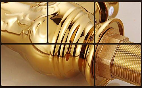 SJQKA-Напълно меден златен кран, ретро-да се включи в европейски стил, кухненски кран, чешма за измиване на лицето, може да завъртите кранчето на 360 градуса