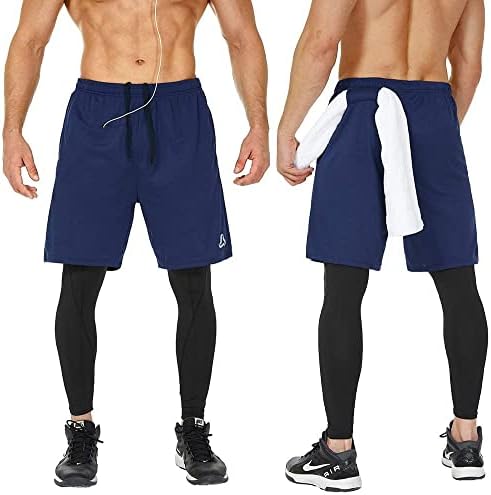 Мъжки панталони за Джогинг SILKWORLD 2 в 1, Компресия Спортни Панталони, Спортни Гамаши, с Джобове с цип