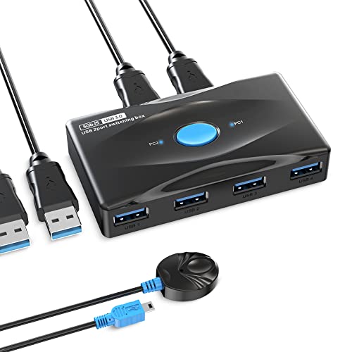Преминете Yinker USB 3.0 за 2 компютри, споделяне на 4 USB устройства, високоскоростен USB KVM switch 5 Gbit/и за