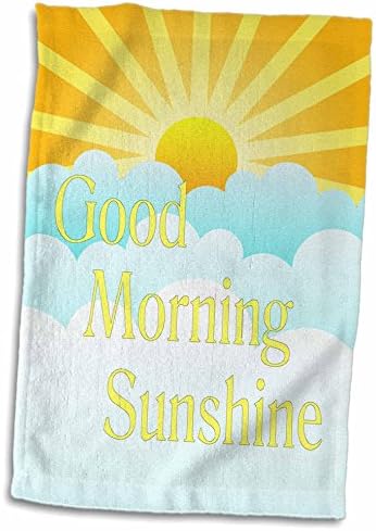 3D Розово Изображение Мультяшного слънцето Good Morning Sunshine със Слънцето и Облаците, Кърпа за ръце, 15 x 22
