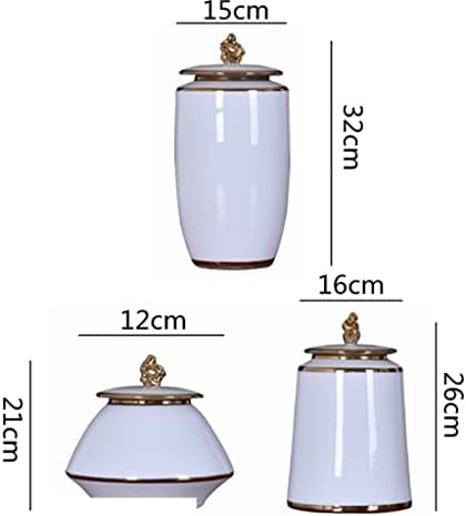 n/a Бял глазурованная керамични банка-ваза за съхранение с капак, Керамични украшение ръчно изработени Банка за чай