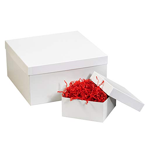 Капачки за подарък кутии Aviditi, 14 x 14, бяла (опаковка по 50 броя), Подходящи за празници, рождени Дни и за специални