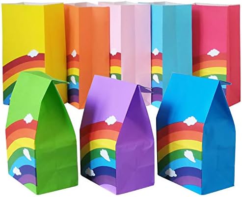 Бъдещето на Живота на 24 бр. Хартиени пакети Rainbow Party Предпочитание, 5.2 * 3.2 * 9.6 -Инчов, безопасна за хранителни продукти крафт-хартия и мастило, Естествени (биоразгради?