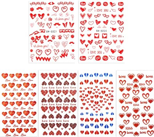 Стикер за Дизайн на ноктите, за Свети Валентин, стикери с 3D Релефно във формата на сърце, Самозалепващи Стикер