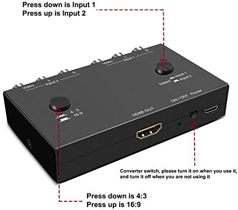 ZUZONG 2 RCA-HDMI 1080P 2-Лентов RCA Композитен CVBS AV-ключ към HDMI Аудио Конвертор на Видео Адаптер С Поддръжка на 4:3/16:9,