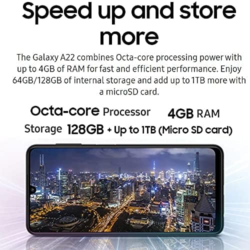 Samsung Galaxy A22 4G LTE (НЕ 5G) 6,4 HD + Четырехъядерная камера, батерия 5000 mah, две Sim карти GSM, отключени