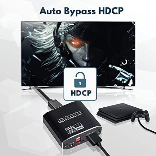 4K, HDMI Сплитер 1 2 изход, HDMI Сплитер 1-2 Усилвател с дублирующим/огледален screen Монитор Поддържа EDID за HDMI 2.0 b RGB