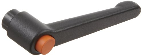 Molded Цинковая Metric Регулируема дръжка с оранжев бутон, отвора с Резба, Дължина 78 мм, височина 55 мм, Резба M10 x 1,5 мм,