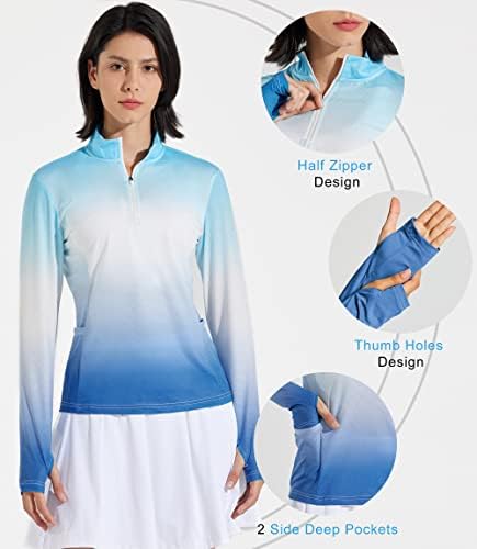Дамска риза за голф, Libin с дълъг ръкав, Тренировочная Риза с цип, Бързосъхнеща UPF 50 +, Слънчеви Спортни Потници