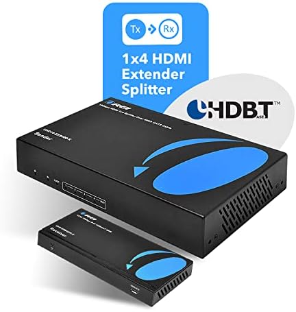 Удължител-сплитер OREI 1x4 дървен материал HDMI HDBaseT 4K, няколко в един единствен кабел CAT6 / 7 4K при 60 Hz 4: 4:4 HDCP
