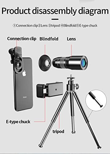 Телефон Телескопичен Обектив Комплект Обективи за фотоапарати с 25-кратно Увеличение на Дистанционна Външната огледално-рефлексен Фотоапарат за iPhone и Android (25-кратн