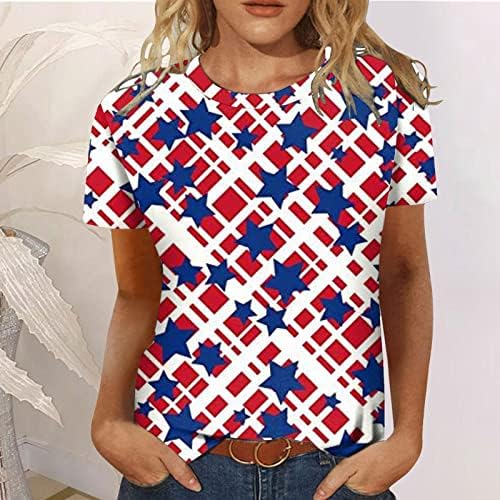 MIASHUI Тениска от Ликра С Принтом на Американското Дамски Летни Ризи Без Ръкави, с кръгло деколте, Блузи с