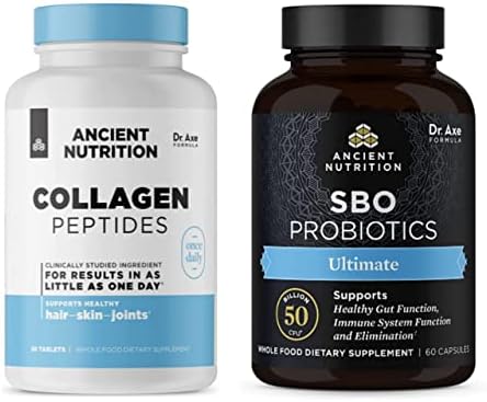 Таблетки с коллагеновыми пептидами Ancient Nutrition + SBO Probiotics Ultimate Пакет