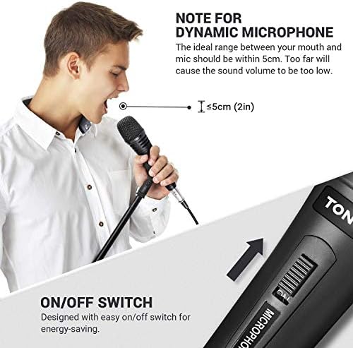 Динамичен караоке микрофон TONOR за пеене с кабел XLR дължина 5 М, Метална Ръчен микрофон, Съвместим с караоке-машина/Високоговорител/Усилвател/на