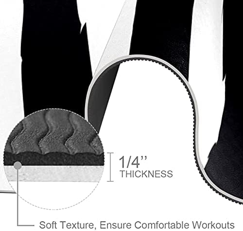 Дебел нескользящий постелката за йога и фитнес 1/4 Черно-Бял принтом в лента за практикуване на Йога, Пилатес и фитнес на пода (61x183 см)