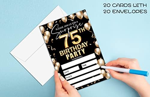 покана за 75-ия рожден ден на Черно - златно покана за рожден ден - Идеи за покани За рожден Ден за Възрастни