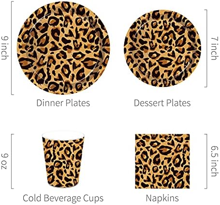 Аксесоари за партита с Леопард, Украса за Рожден Ден под формата на Леопард, включително Еднократни чинии, Десертни