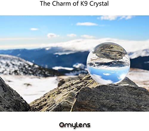 Кристална топка, с обектив Omylens 80 mm + 60 mm, Обектив K9 със стойка и копринена чанта за Аксесоари и реквизит за снимки,