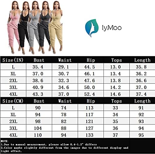 IyMoo Женски Спортни дрехи Размер Плюс, Комплект от 2 теми, Съкратен Топ с дълъг ръкав и V-образно деколте + Гамаши С висока