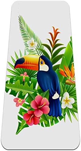 Много дебело килимче за йога Colorful Birds On Fleurs Tropicales - Еко Нескользящий подложка за упражнения и фитнес, тренировъчен мат за всички видове йога, пилатес и упражнения на