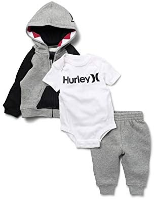 Луксозен комплект от 3 теми, блузи с качулка Therma и панталони Hurley Найки за новородени момчета