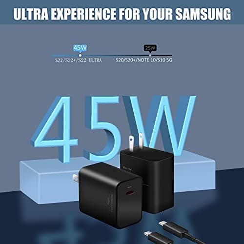 Сверхбыстрое зарядно устройство Type C, двукомпонентни зарядно устройство, usb c мощност 45 Вата за Samsung Galaxy S23Ultra,