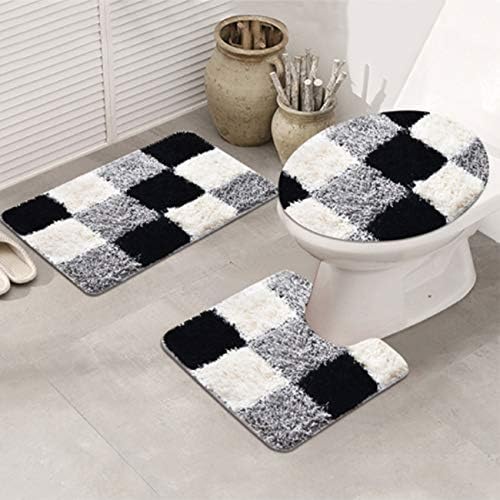 Комплект Постелки за тоалетна в банята Xuanmuque, 3 опаковка, Луксозна Мека Wooly Нескользящий Пъстро килимче