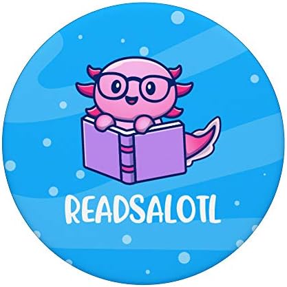 Readsalotl Axolotl Хубава Книга за четене PopSockets PopGrip: Замяна дръжка за телефони и таблети