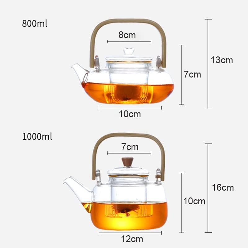UXZDX кана с дръжка и лъч, прозрачен цветен чайник, домакински прозрачна кана с мехурчета, гори филтър, чайник, чай комплект
