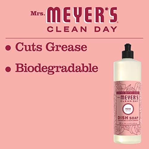 Течен сапун за миене на съдове Mrs. Meyer's, Биоразлагаемая формула, Розово, 16 течни унции