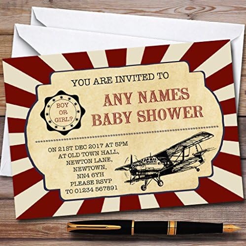 Пощенска Картичка Зоопарк Червен Ретро Самолет На Военно-Въздушните Сили На Покани За Участие В Детски Душ Покани