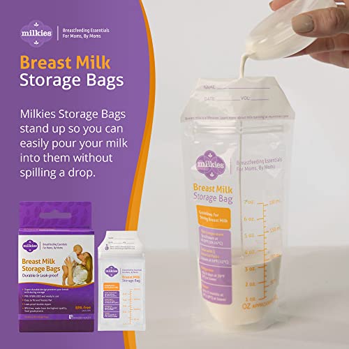 Торбички за съхранение на кърма Milkies, не биеща и не изтича, 50 грама, без Бисфенол А